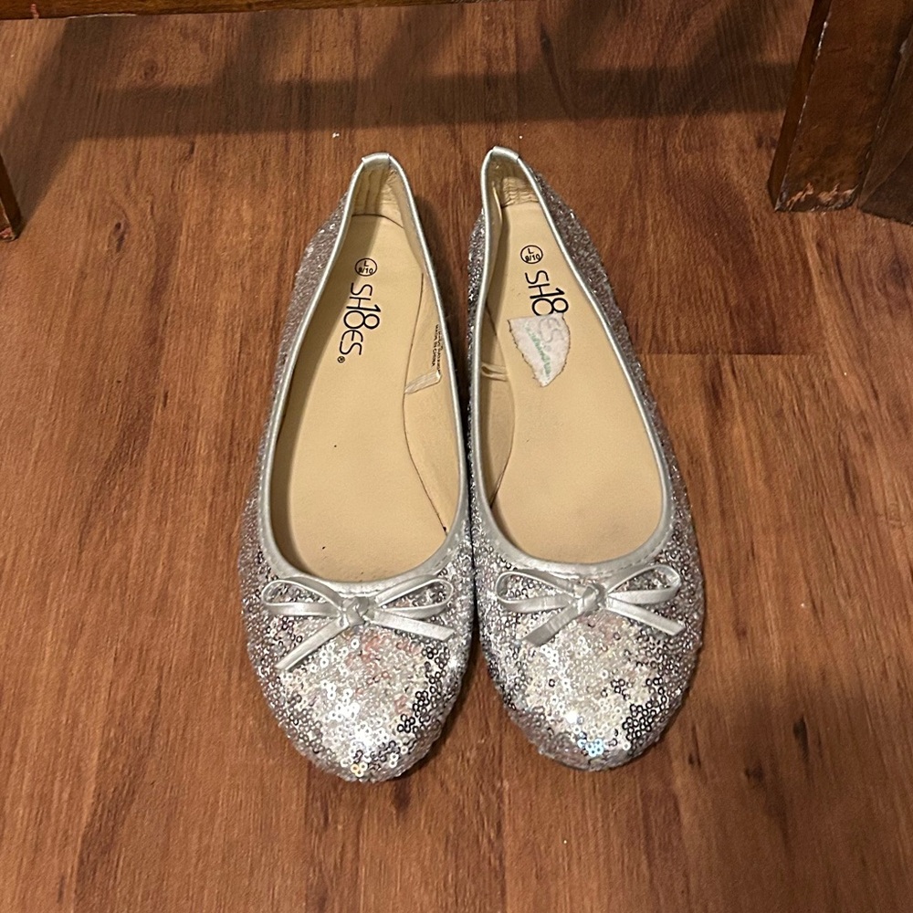 Silver Sequin Flats